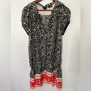 Anna Sui 100 Silk Sheer Black and Red Graphic Blouse